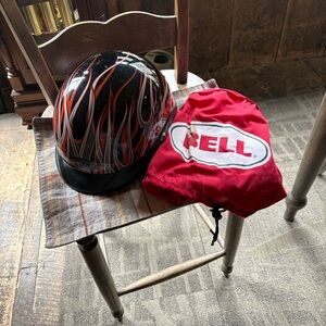 Men's Black and Red Flame Helmet